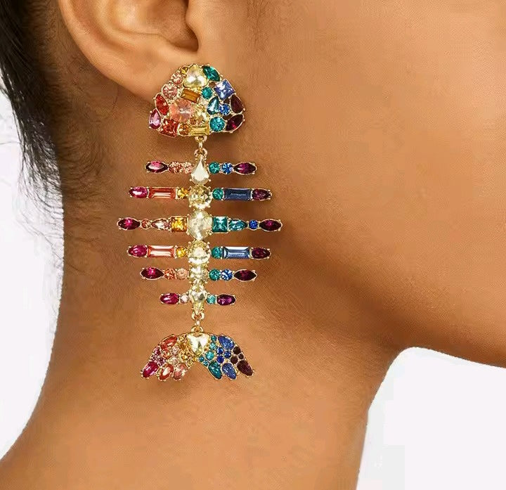 Fishbone Frenzy Multi Long Earrings