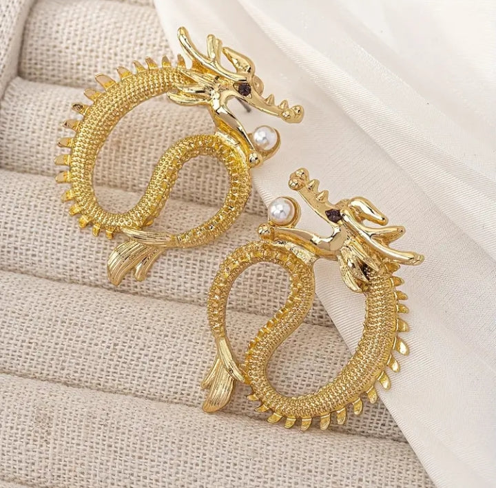 Exquisite Gold Dragon Studs
