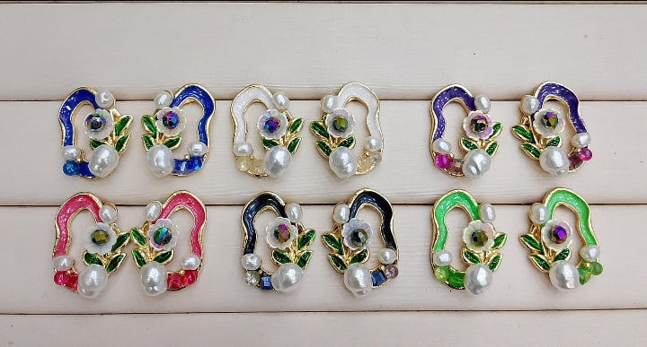 Exquisite Enamel Floral Studs