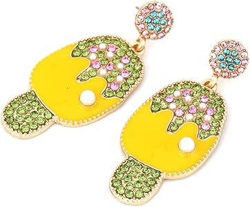Crystal Stones Funky Ice lolly Earrings