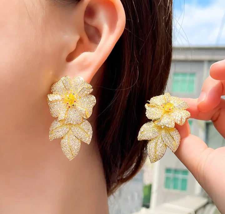 AAA+ Cubic Zirconia Floral Earrings