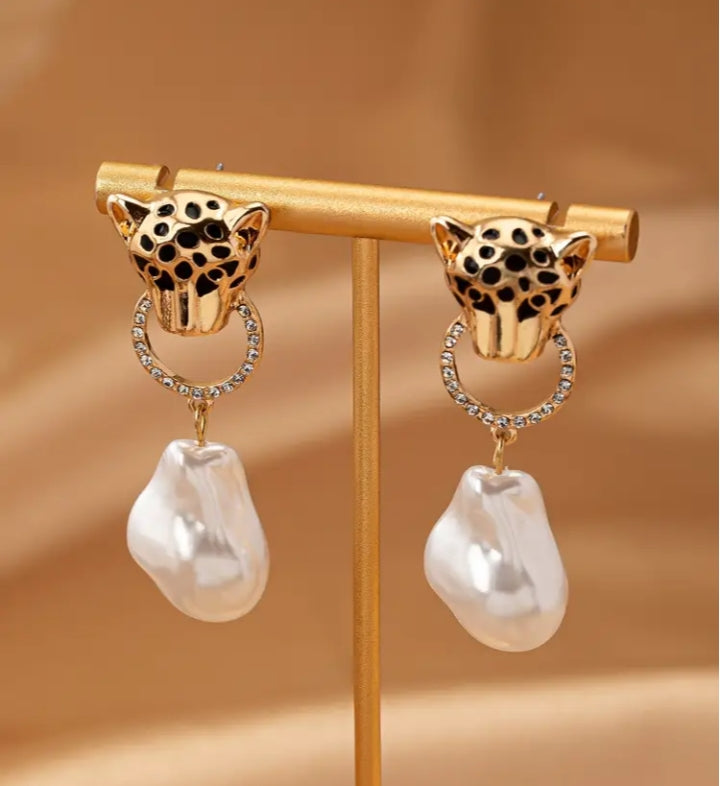 Leopard Pearl Earrings