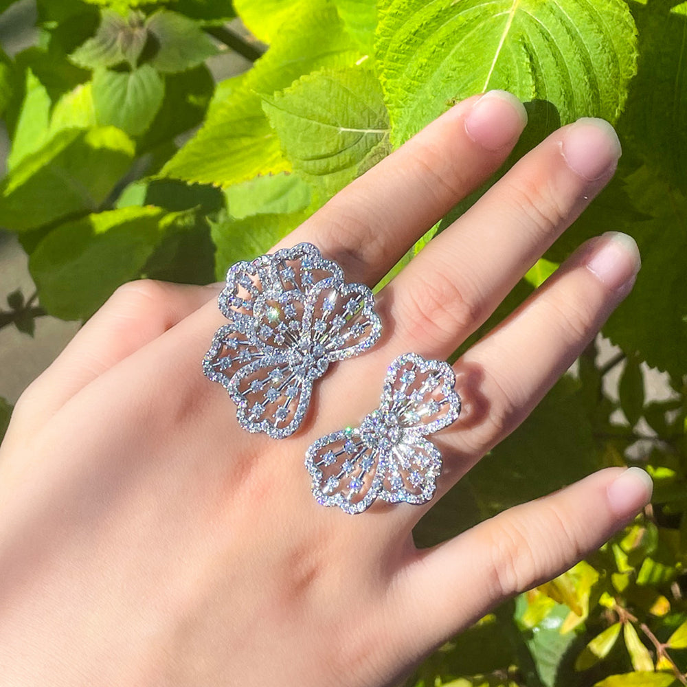 American Diamond Big Flower Ring
