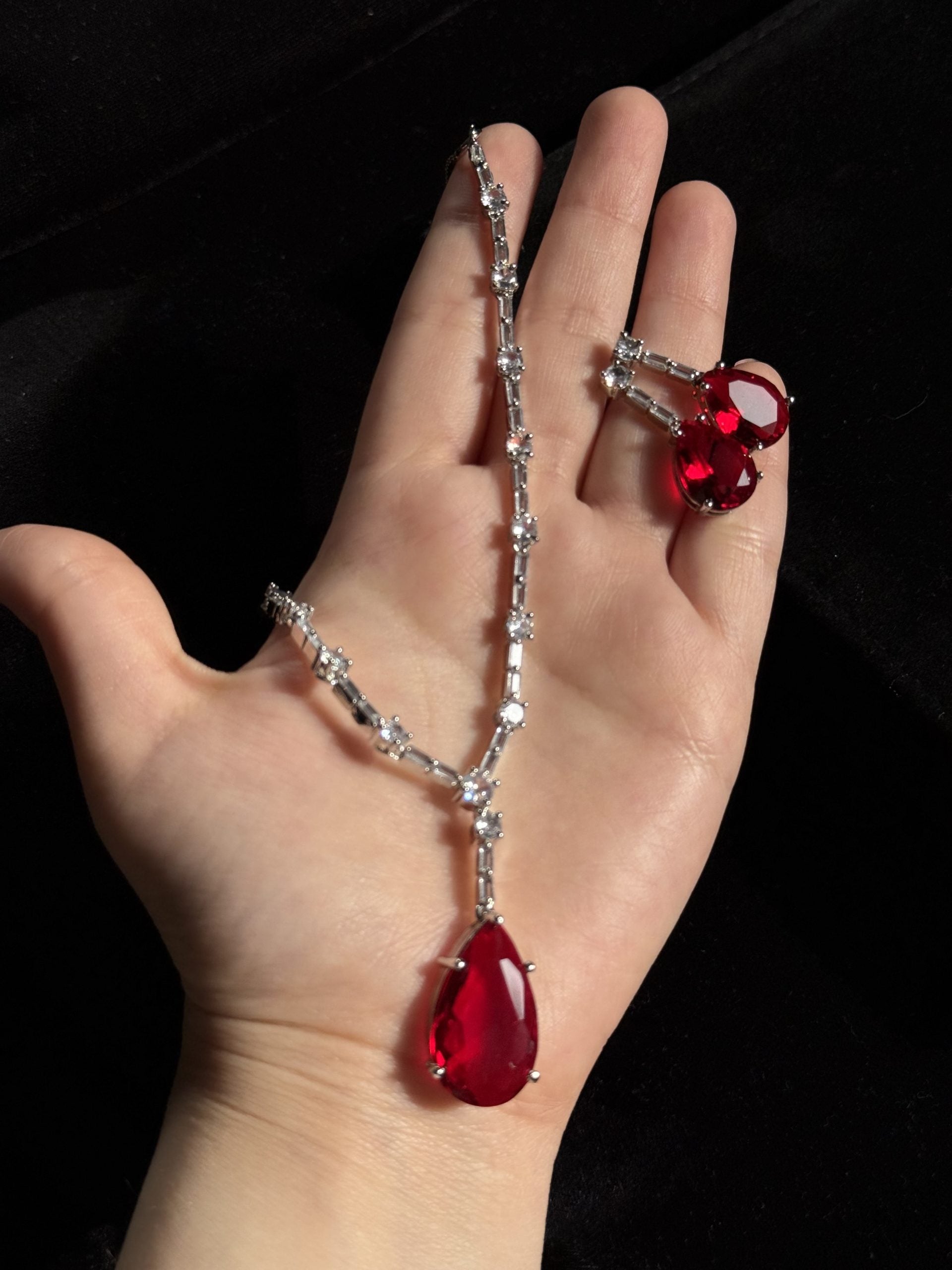 American Diamond Statement Necklace Set