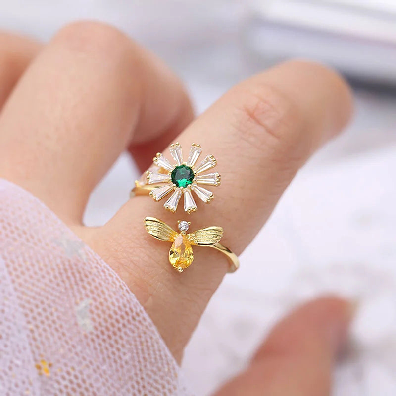 Cubic Zirconia Honey Bee Ring