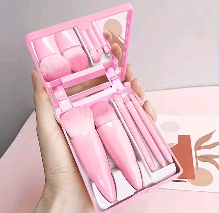 Travel Size Makeup Brushes Set Mirror Box