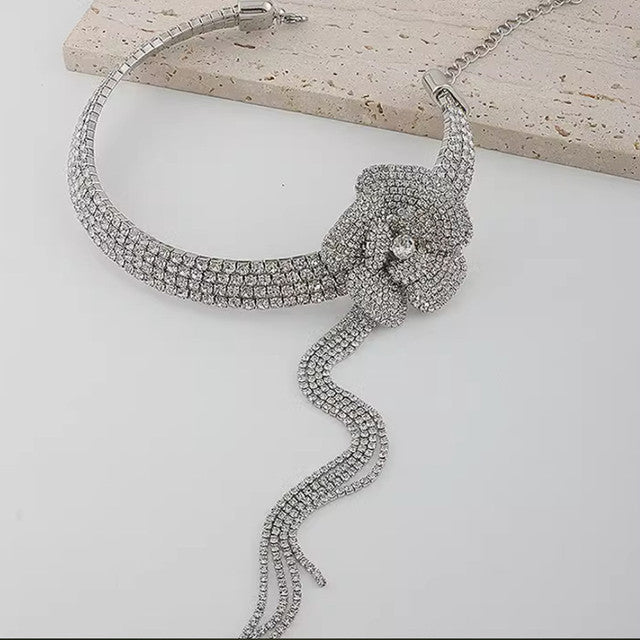 Crystal Stones Luxe Flower Choker
